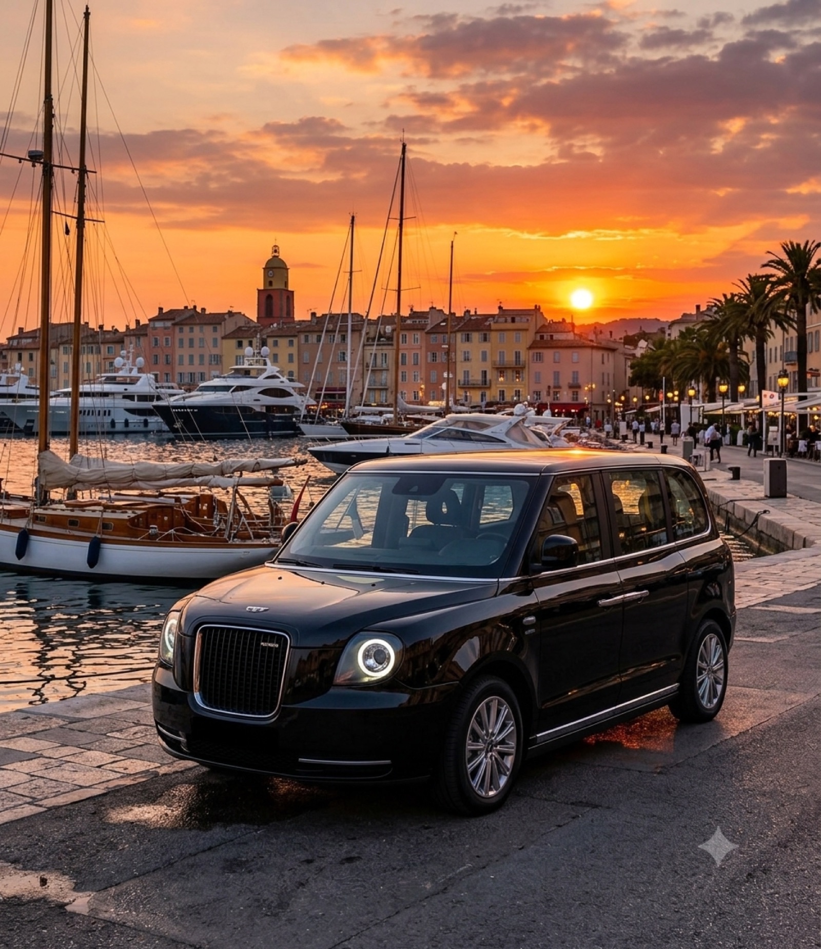 LEVC TX sur le port de Saint-Tropez